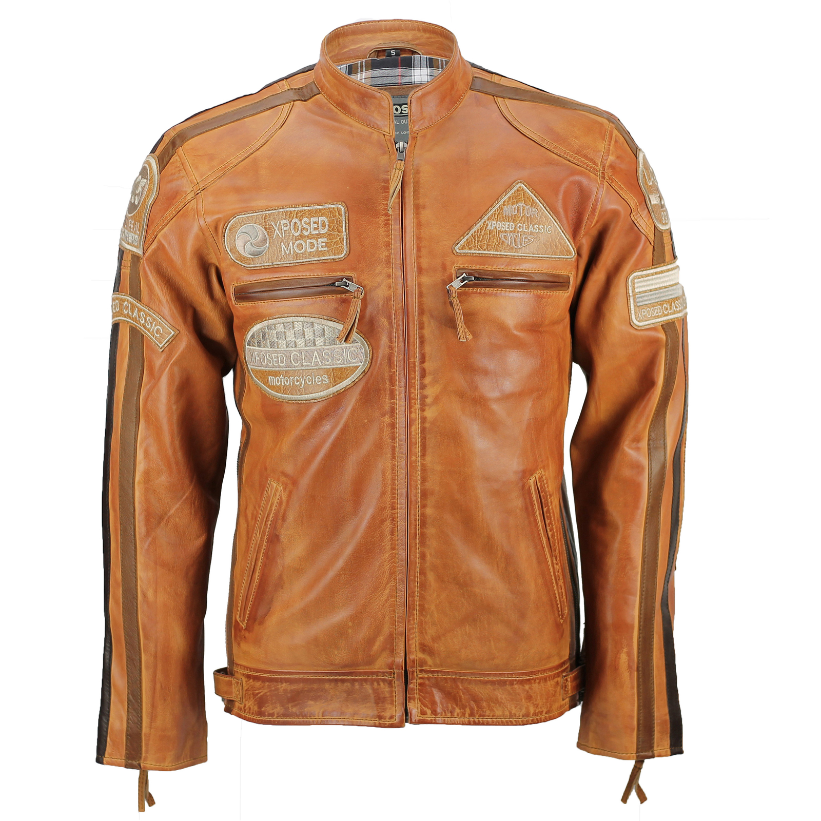 XPOSED Mens Real Leather Tan Brown 