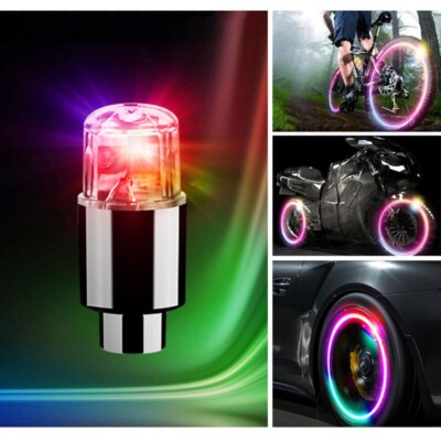 4PCS Car Motorcycle Bike Bicycles Wheel Tire Tyre Air Valve LED Light Caps Cover