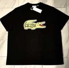 Lacoste Men's Croc Logo T-Shirt Black Yellow New