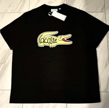Lacoste Men's Croc Logo T-Shirt Black Yellow New