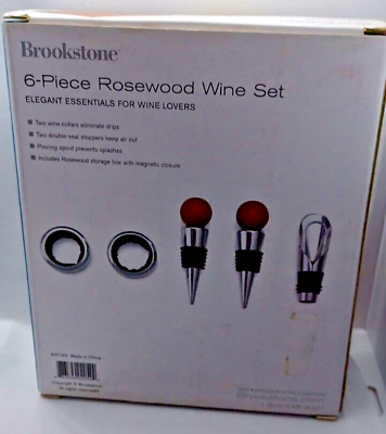 Brookstone Rosewood Wine Set 6 Piece Sealed package New Wine Brookstone Rosewood Wine Set 6 Piece Sealed package New Wine