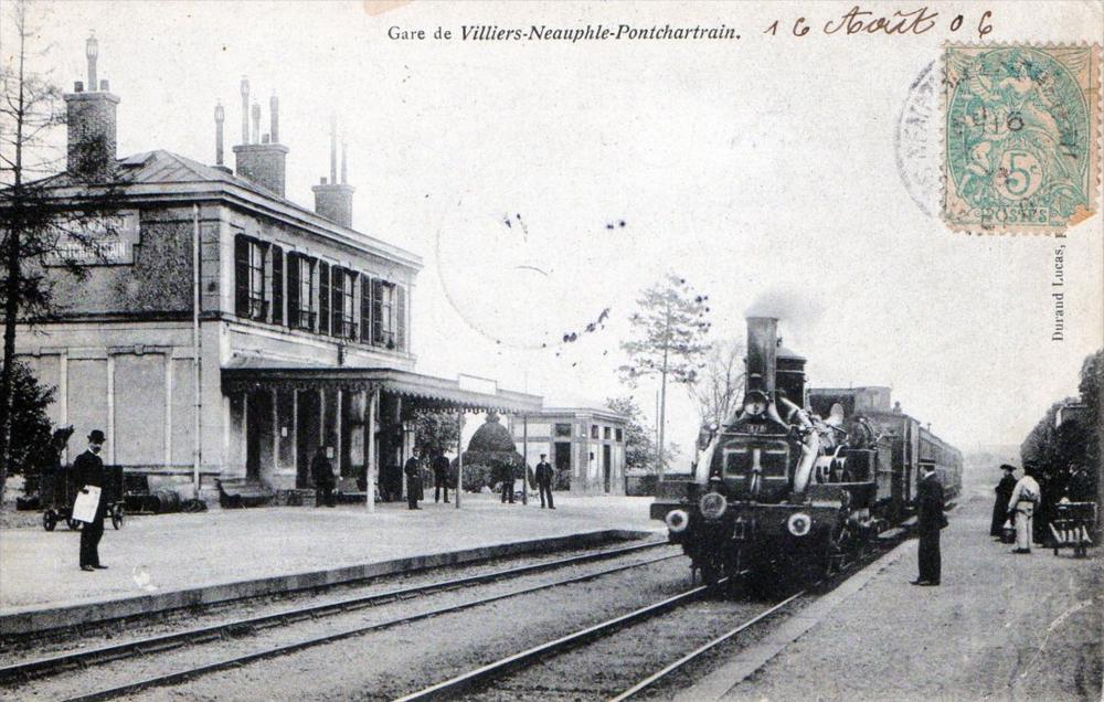 CPA 78 GARE DE VILLIERS NEAUPHLE PONTCHARTRAIN (SUPERBE TRAIN EN GARE