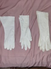 3 pairs Vintage gloves- Meyer Make 3/4 Leather, Stetson 3/4 WHITE  1 nylon