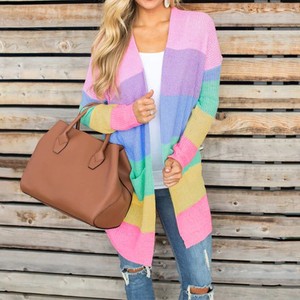 multi coloured striped cardigan