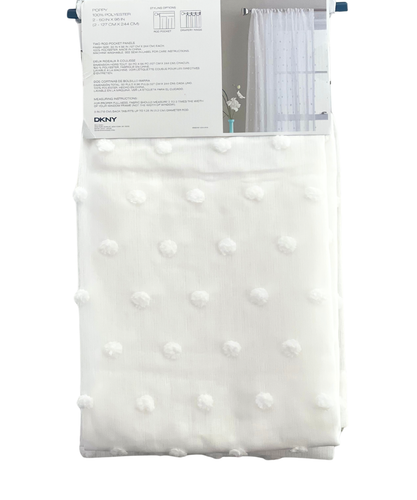 DKNY POPPY 50 x 96" White Dot Rod Pocket Sheer Window Curtains Panels Drapes NEW - Picture 2 of 6