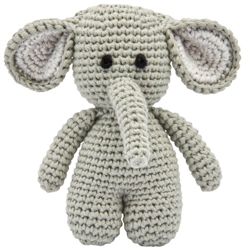 Handgestrickter Elefant gehäkelt aus Baumwolle Spielzeug 15 cm - Bild 1 von 6
