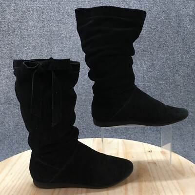 White Mountain Boots Womens M Flirt Slouch Black Leather Mid