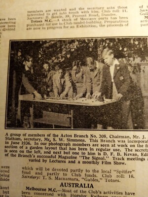 El67 Ephemera 1940 meccano club picture Acton j m statham d f b kevan 