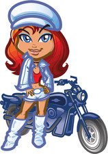 Cartoon Funny Girl Biker Car Bumper Sticker Decal 3" x 5"