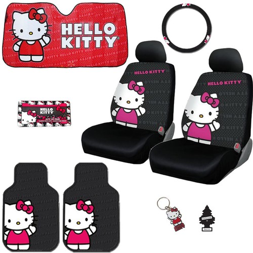 For BMW New Hello Kitty Core Car Seat Steering Covers Mats Accessories ...