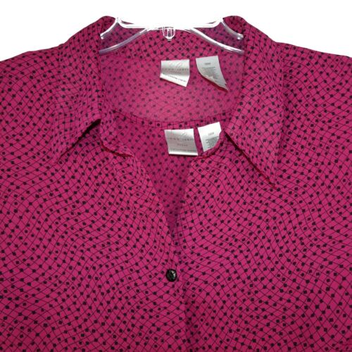 Emma James Liz Blouse Top Pink Black Women Size 18W 3/4 Sleeve 2-Piece Duet Set