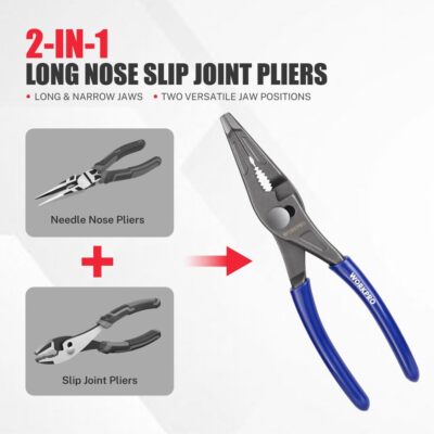 WORKPRO 8'' Long Nose Slip Joint Needle Nose Plier 3Zone Serrated