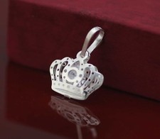 Sterling Silver Crown Pendant with Cz, Laser Cut