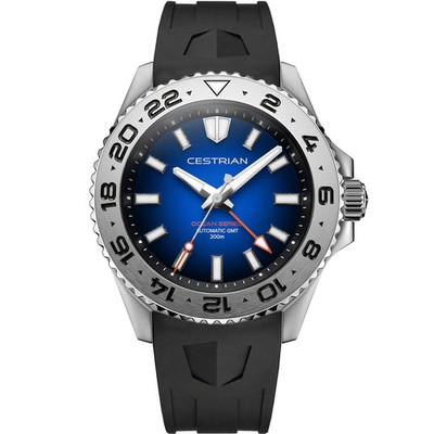 Cestrian Ocean Series Herrenuhr CO-BBS002 blaues fumiertes Zifferblatt Silikonarmband 200M