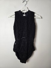 Kandi Kouture Ari s Lace Leotard Size L Teen Black Lined Dancewear Laced