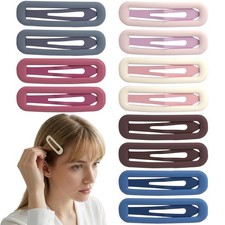 12 Pcs Metal Snap Hair Clips for Women, Cute Matte Hair Barrettes for Fine