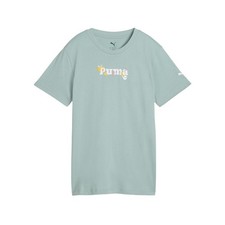 PUMA Citrus Graphic Crew Neck Short Sleeve T-Shirt Womens Green Casual Tops 6862