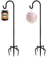 92 Inch Outdoor Shepherd Hooks with 5 Pronger Base 2 Packs , Adjustable Heav...