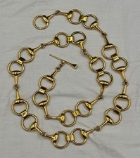 VINTAGE GUCCI HORSEBIT CHAIN BELT GOLD TONE NAIL TOGGLE SIGNED
