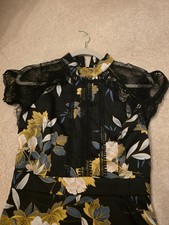 Asos Liquorish EUC Floral & Lace Midi Dress Black Size 4