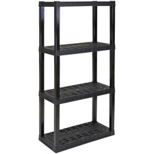 4 Shelf Plastic Garage Shelves, Storage Shelving, Black 400 lbs. Capacity