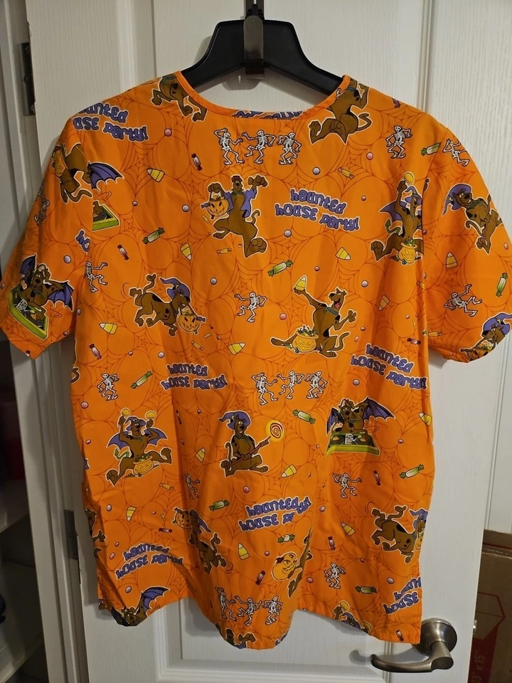 Scooby Doo Halloween Ghost Nurse Scrub Top  - Image 2 of 4