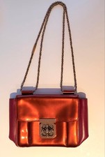 Chloe Chain Shoulder Bag Patent Leather Bordeaux Women's from Japan