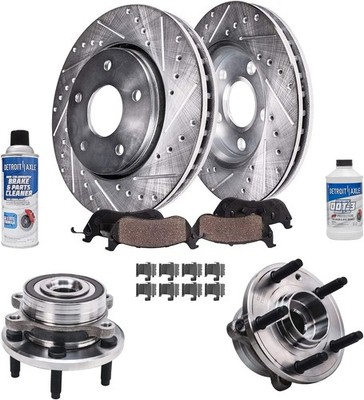5-Lug Front Brake Pads Rotors Wheel Hubs for 2013-2017 Ford