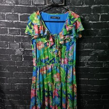 Lauren Ralph Lauren Black Label Womans 12 Green Floral Sleeveless Maxi Dress