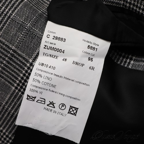 NUEVO CON ETIQUETAS Angelo Nardelli Hecho en Italia B/N Mezcla de Lino Glen Cuadros 2 Piezas Chaqueta Chaleco 48 - Imagen 11 de 12