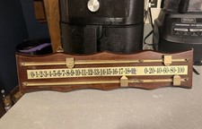 Wooden Billiards Or Snooker Scoreboard Brass Pointers Slides Vintage Antique