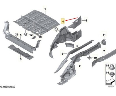 BMW X1 U11 Radhaus hinten links Innenhälfte 41009622279 NEU ORIGINAL