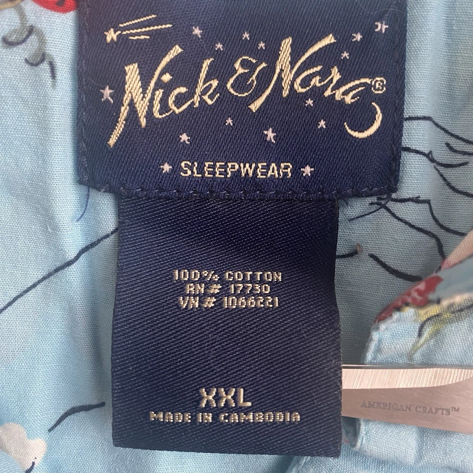 Camiseta pijama feminina Nick & Nora tamanho XXL morango azul vermelha algodão - Imagem 3 de 4