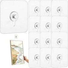 12 Pcs Adhesive Wall Mount Screw Hooks, No-Trace Sticker Screw Hanging Nails ...