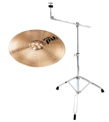 PAISTE 16'' PST 5 ROCK CRASH BECKEN SCHLAGZEUG DRUMS BECKEN STATIV STÄNDER SET
