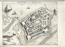 NETTUNO ROMA PIANTA DELLA CITTA' PIERRE MORTIER 1702 ACQUAFORTE MIS.32,5X27