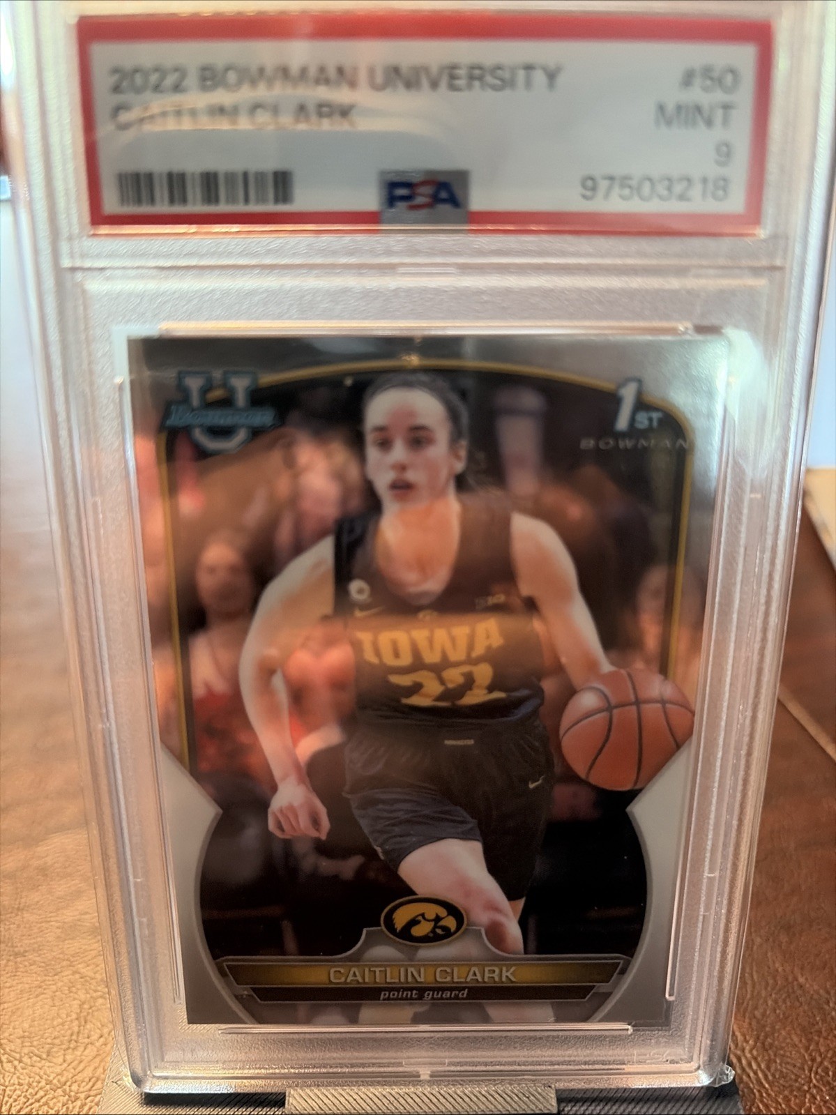 2022-23 Bowman Chrome University Basketball Caitlin Clark #50 1st PSA 9🔥🔥🔥 view 3