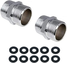 2 Pack Shower Hose Extension 1/2 Inch Shower Hose Connector,Threaded Pipe Connec