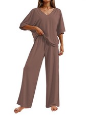 Lounge Sets for Women Casual Short Sleeve Tops and Long Pants Pjs Comfy Soft ...