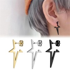 2 Pc Stainless Steel Stud Earrings Men Women Star Shape Punk Piercing Jewelry