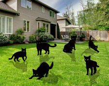 Halloween Yard Signs - 6 PCS Black Cat Decorations with Stakes for Outdoor Scary