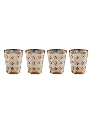 RARE NWT 100% Authentic Jonathan Adler Basketweave Glasses 4-Piece Set Luxury