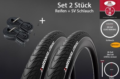 2 Stück 28 Zoll Reifen Schlauch Set 28x1.60 Pannenschutz 42-622 Continental SV