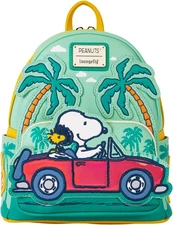 Peanuts Snoopy & Woodstock Road Trip Mini Backpack with Gold Accents - 9X4.5X...