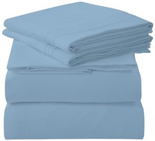 ROYALE LINENS 3-Piece Twin Sheet Set - Soft 1800 Microfiber Bedding - Lake Blue