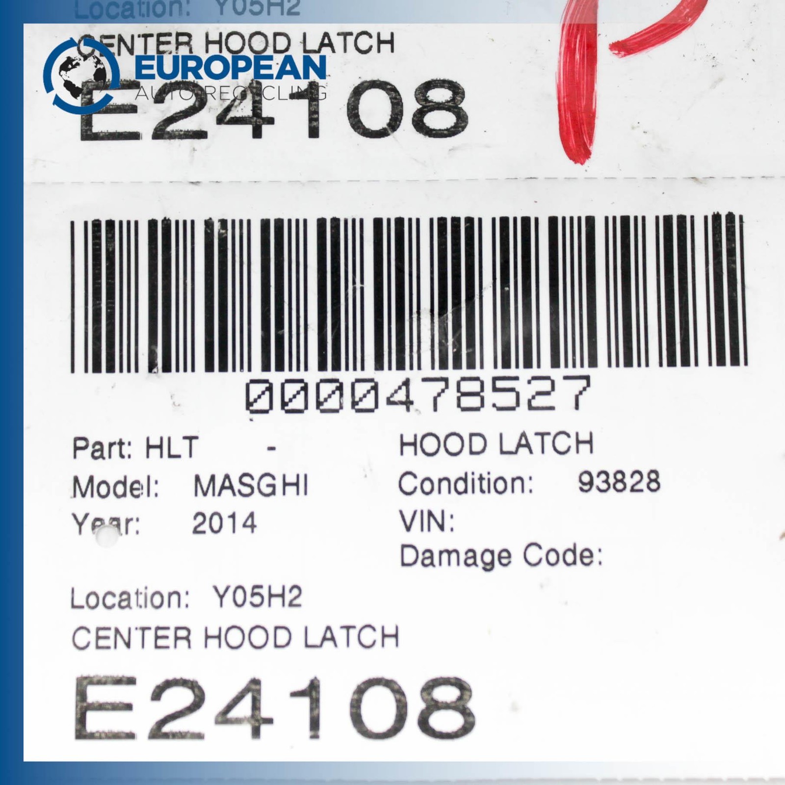 2014 MASERATI GHIBLI Center Hood Latch - OEM
