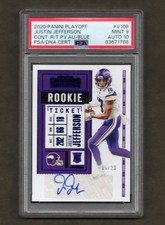 2020 Panini Contenders Football Justin Jefferson Rookie Ticket Auto /23 PSA 9