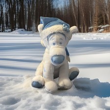 Disney Store Tigger Winter Snowflake White Blue Christmas Stuffed Plush 12"