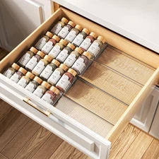 PanPanPal Spice Drawer Organizer, 4 Tier- 4 Pack 2-Tier x 11 '' W, Clear-4Pcs 
