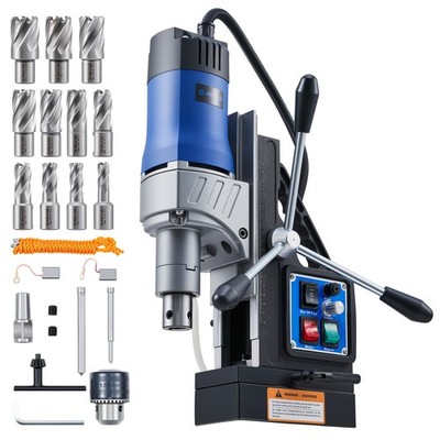 ZELCAN 1550W Magnetbohrmaschine Drehbar Tischbohrmaschine mit 11 Bohrer 12-27mm